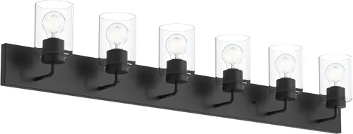 Vista 29 de Progress Lighting Merry Collection - Lámpara de tocador de baño de transición de cristal grabado en níquel cepillado (1 luz)