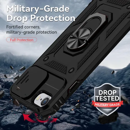 Vista 5 de Funda para iPhone SE (3ª y 2ª generación 2022/2020) y iPhone 8/7/6 con cubierta para lente de cámara, protector de pantalla HD, protección contra