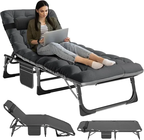 Vista 15 de NAIZEA Catres plegables para adultos, catre plegable con colchón, cama plegable para camping, catre militar portátil, catres de dormir Oxford