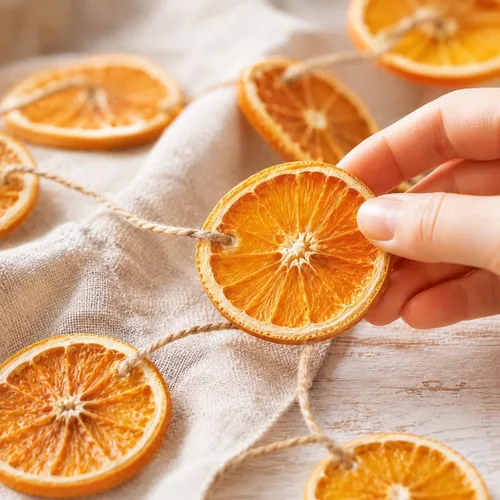 Vista 3 de Guirnalda de naranja seca de Navidad de 10 pies con 30 rebanadas de naranja Guirnalda naranja de 10 pies