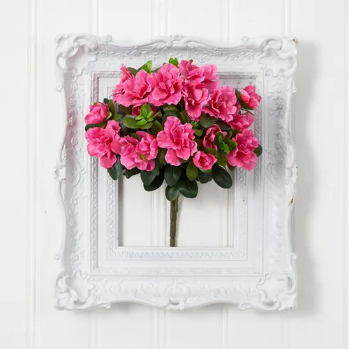 Vista 2 de Nearly Natural Juego de 4 flores artificiales de color rosa azalea de 13 pulgadas