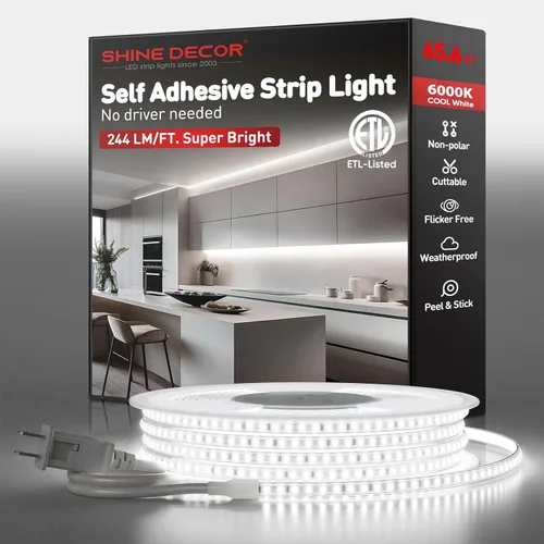 Vista 16 de Shine Decor Tira de luz LED súper brillante de 4000LM, Plug & Play de 120V sin controlador, cableado fácil, sin parpadeo, resistente a la intemperie
