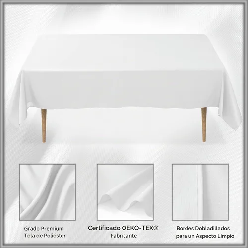 Vista 5 de Lann's Linens - Mantel rectangular de tela de poliéster de primera calidad para bodas, banquetes y restaurantes Blanco
