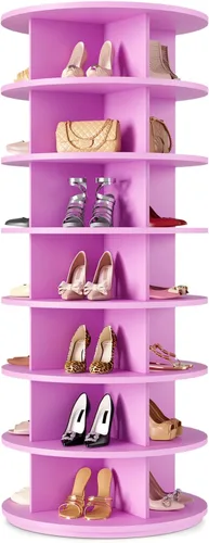 Vista 11 de Rotating Shoe Rack 7 Tier Spinning Shoes Organizer Tower for 28-32 Pairs Lazy Susan 360 Revolving Shoe Storage Cabinet Rotate Shoe Handbag Rack