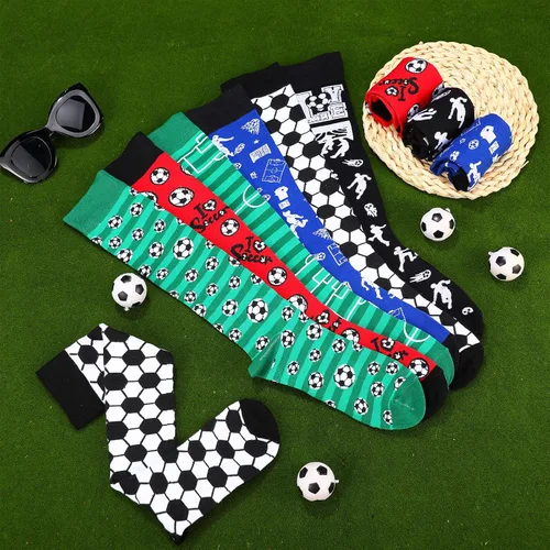 Vista 4 de Shinymoon 5 pares de calcetines novedosos de voleibol, fútbol, sóftbol para mujeres y hombres, divertidos calcetines deportivos de serie alta