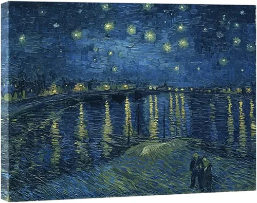 Vista 11 de Wieco Art – Noche estrellada sobre el Ródano por Vincent van Gogh pinturas al óleo reproducción, arte moderno Giclee Lienzos lona pared decoración