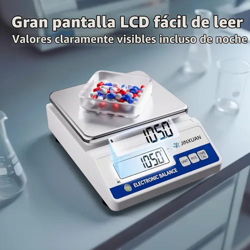 Vista 5 de Escala de Laboratorio 3000g Escala de Gramos 0.01g de Precisión Escala Digital Analítica Balanza Electrónica Escala de Precisión Laboratorio Escala