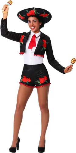 Vista 2 de Disfraz de Mariachi coqueto para mujer Negro