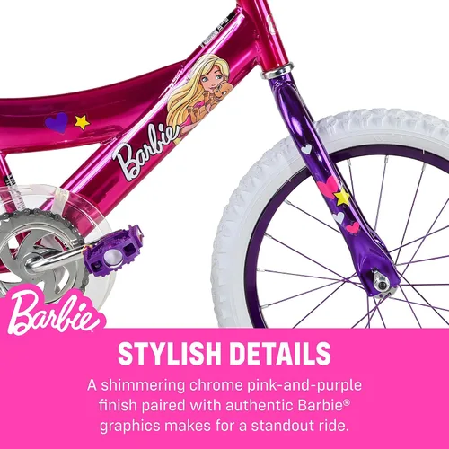 Vista 4 de Dynacraft Barbie 12, 16, 18-inch Girls' Bike for Kids Ages 3-9 Years - Fun and Stylish Design, Sturdy and Durable, Perfect for Kids Learning to