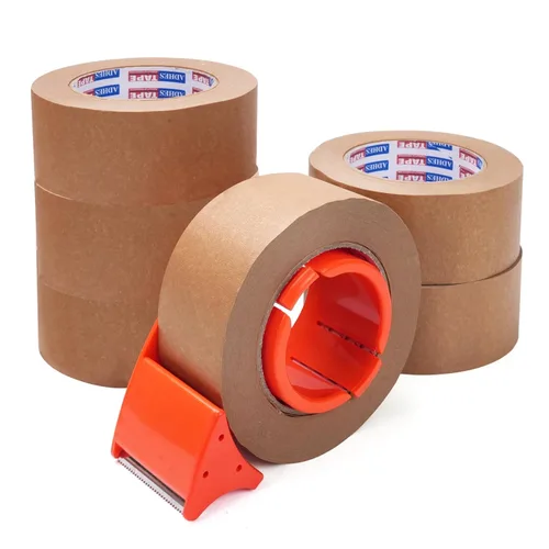 Vista 8 de ADHES - Cinta de papel kraft con dispensador, 2 pulgadas x 55 yardas x 3 rollos - Cinta de embalaje marrón ecológica, adhesivo fuerte, dispensador