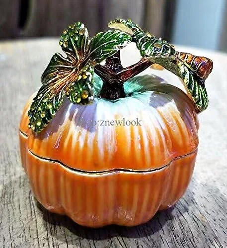 Vista 2 de znewlook Cajas de anillos de calabaza para bisutería, joyería de boda, manualidades, calabaza, biselado, anillos, aretes, caja de almacenamiento