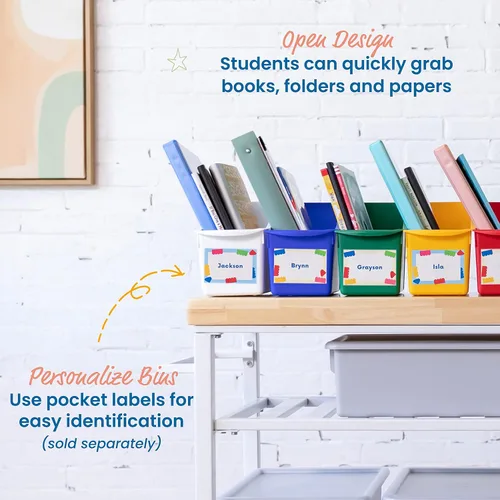 Vista 5 de ECR4Kids Linking - Papelera de plástico para libros, organización multiusos, surtido, 10 piezas