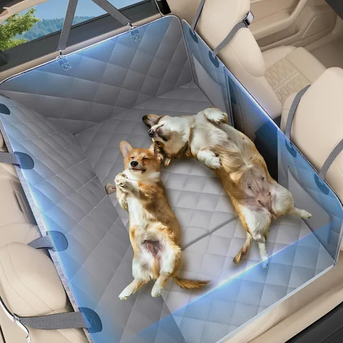 Vista 12 de Funda de asiento trasero para perro, hamaca para perro de fondo duro para automóvil, impermeable, suave, extensor de cama de viaje, soporta 400