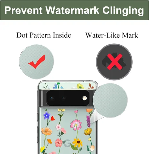 Vista 8 de Unov Funda para Pixel 6a, transparente con diseño, ajuste delgado, buen agarre, funda de teléfono en relieve, cubierta protectora a prueba de Flor