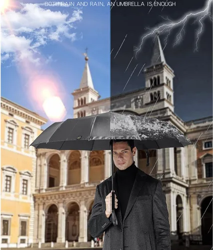 Vista 6 de erised's bifrost Paraguas de golf compacto plegable extra grande a prueba de viento de 54 pulgadas de apertura y cierre automático, sombrilla