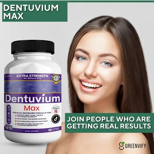 Vista 6 de Suplemento probiótico Dentuvium Max, 40 mil millones de UFC, apoya la salud digestiva de los dientes, encías, garganta, sin gluten, sin azúcar, sin