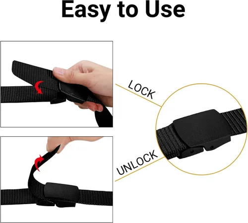 Vista 5 de ITIEZY Cinturón táctico de nylon para hombre, correa de correas al aire libre de la lona del estilo militar con la hebilla plástica