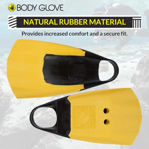Vista 2 de Body Glove Floating Swim Fins for Adults, Natural Rubber Bodyboard Fins Flippers for Swimming, Snorkeling, Scuba Diving, Surfing, Bodyboarding