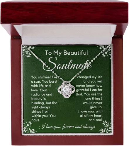 Vista 2 de to My Soulmate Love Knot Necklace - Necklaces for Women, My Lovely Wife, Gifts for Girlfriend, Romantic Gifts for Her from Husband to Wife