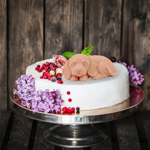 Vista 6 de 2 moldes de jabón de silicona para perros, forma de hueso de pata de cachorro 3D, molde de fondant de silicona, lindo molde de vela para perro, cera