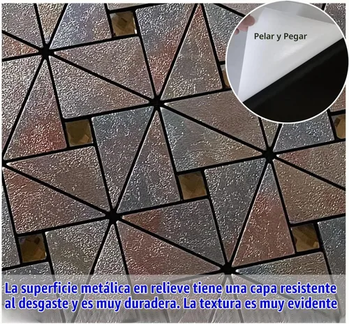 Vista 4 de XUANINY Azulejo autoadhesivo de 10 hojas para salpicaduras, molino de viento y vidrio, azulejos de mosaico de aluminio de metal para decoración