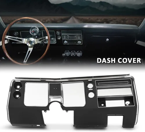 Vista 7 de GRAND ORANGE Cubierta de bisel del panel de instrumentos del tablero Compatible con Chevy Chevelle El Camino 1968 Sin aire Negro