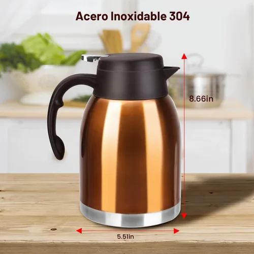 Vista 2 de 54oz Thermal Coffee Carafe, Stainless Steel Insulated Vacuum Coffee Carafes Bronce