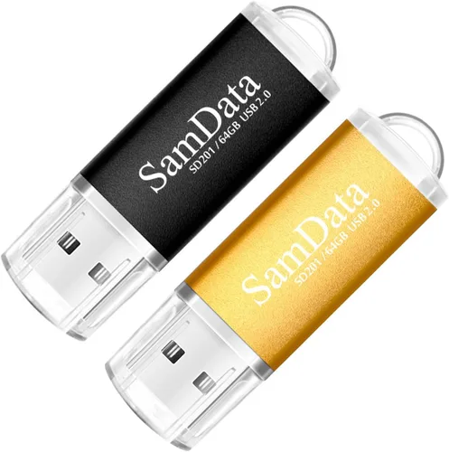 Vista 15 de SamData Paquete de 3 unidades de memoria USB 2.0 de 16 GB, 3 colores: negro, azul, verde