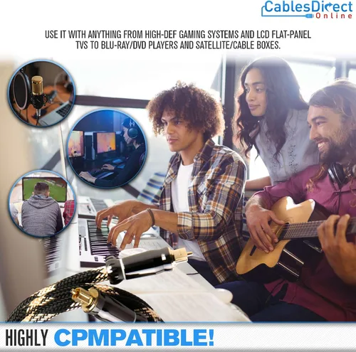 Vista 3 de Cables Direct Online Cable de audio óptico Toslink de alta fidelidad de 1.5 pies, cable de fibra óptica digital de alta fidelidad para cine en casa