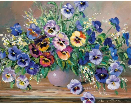 Vista 3 de ArtDirect Bouquet of pansies 18x15 Black Modern Wood Framed with Double Matting Museum Art Print by Paleta, Anna