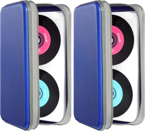 Vista 19 de UENTIP Funda para CD, capacidad para 96 CD, de plástico duro, cartera protectora para CD/DVD, para coche, hogar, viajes (96, negro) CD DVD