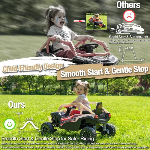 Vista 3 de Kawasaki - UTV de 24 V con licencia para niños de 3 a 6 años, color beige