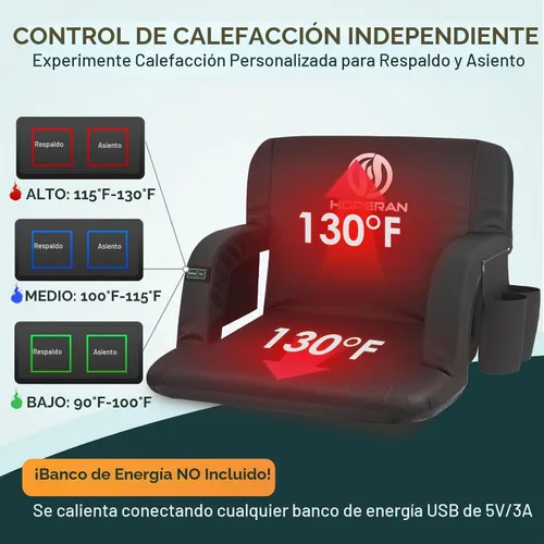 Vista 3 de HOPERAN Heated Stadium Seats with Back Support, Dual Control, 1-Pack