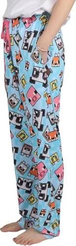 Vista 2 de Minecraft Chibi Animal Face Blocks AOP - Pantalones de pijama para mujer