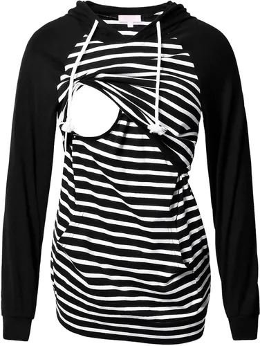 Vista 63 de Bhome Camisa de lactancia de manga larga con capucha para lactancia materna