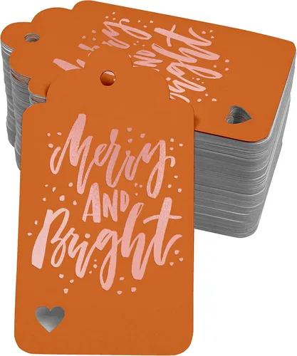 Vista 37 de Etiquetas colgantes con texto en inglés "Merry and Bright" (50 unidades)