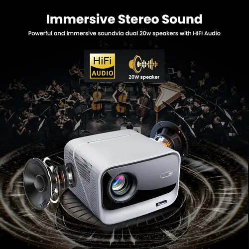Vista 9 de Proyector 4K Google TV, 1500 lúmenes ANSI, enfoque automático 6D y Keystone, altavoces de 20 W, Wifi y proyector Bluetooth para iPhone/Android
