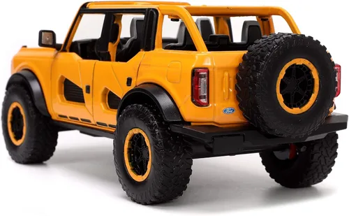 Vista 5 de Jada Toys Just Trucks 1:24 2021 Ford Bronco - Coche fundido a presión naranja con estante para neumáticos, juguetes para niños y adultos