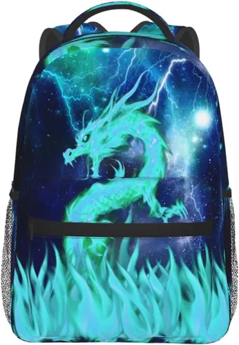 Vista 7 de Giwawa Cyan Dragon - Mochila para niños y niñas, con iluminación genial para 2, 3, 4, 5 y 6 grado, mochilas de animales de regreso a clases