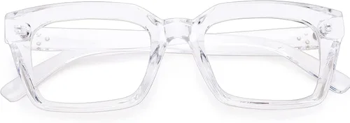 Vista 4 de HYCREDI Gafas cuadradas clásicas sin receta para mujeres y hombres lentes de marco cuadrado grueso transparentes
