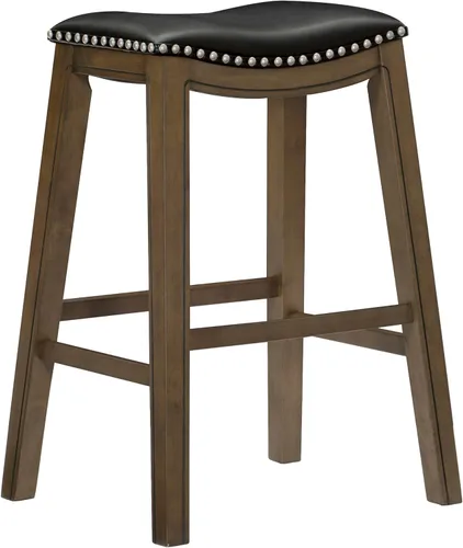 Vista 22 de Homelegance Ordway Taburetes de Altura de Comedor de Madera Maciza - Taburetes de Altura de Mesa Estilo Silla de Montar para Comedor de Transición