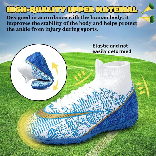 Vista 4 de RDGO Tacos de fútbol con cordones para niños y niñas (niños pequeñosniños grandes)