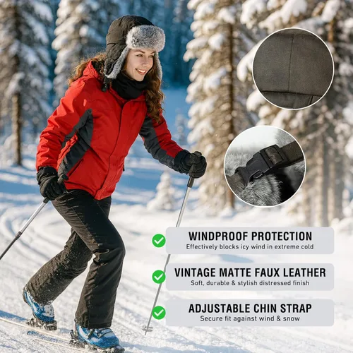 Vista 11 de Comhats Gran XL Trapper Trooper Caza Cálido Oído Solapa Rusia Ushanka Invierno Esquí Clima Frío Bombardero Sombreros para Hombres