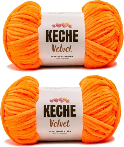 Vista 169 de Keche Hilo para ganchillo, hilo de terciopelo, chenilla suave, manta de bebé voluminosa amigurumi Yarn 3.53 oz (132 yardas) - Arona