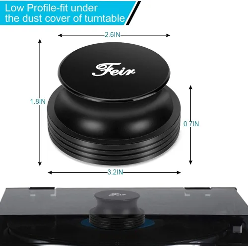 Vista 3 de Abrazadera estabilizadora de peso para tocadiscos – Abrazaderas de peso de aluminio premium de 14 onzas para tocadiscos de vinilo HiFi LP