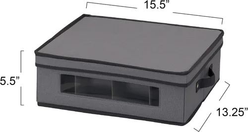 Vista 3 de Household Essentials Cofre para Tazas de Porcelana con 12 Compartimentos de Almacenamiento, con Ventana y Asas Laterales, Perfecto para Porcelana