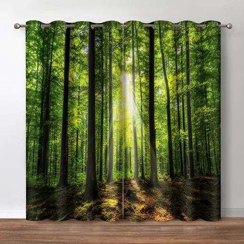 Vista 14 de Jekeno Cortinas opacas para oscurecer la habitación, con ojales, para ventana, atardecer, océano hawaiano, playa, tropical, palmera, decoración
