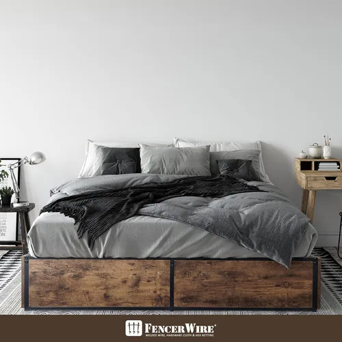 Vista 6 de Fencer Wire Base de cama de almacenamiento industrial con 4 cajones, base de colchón con soporte de listones de metal, marco de cama de plataforma