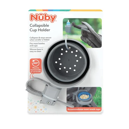 Vista 6 de Nuby Portavasos plegable - Accesorio de viaje/cochecito gris