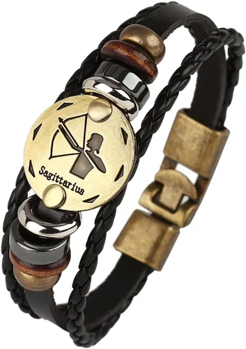 Vista 56 de Hamoery Pulsera de cuero de aleación punk para Constellation trenzada pulsera pulsera brazalete
